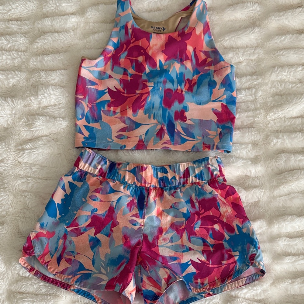 Old Navy Kids Floral Shorts Set - Pink and Blue